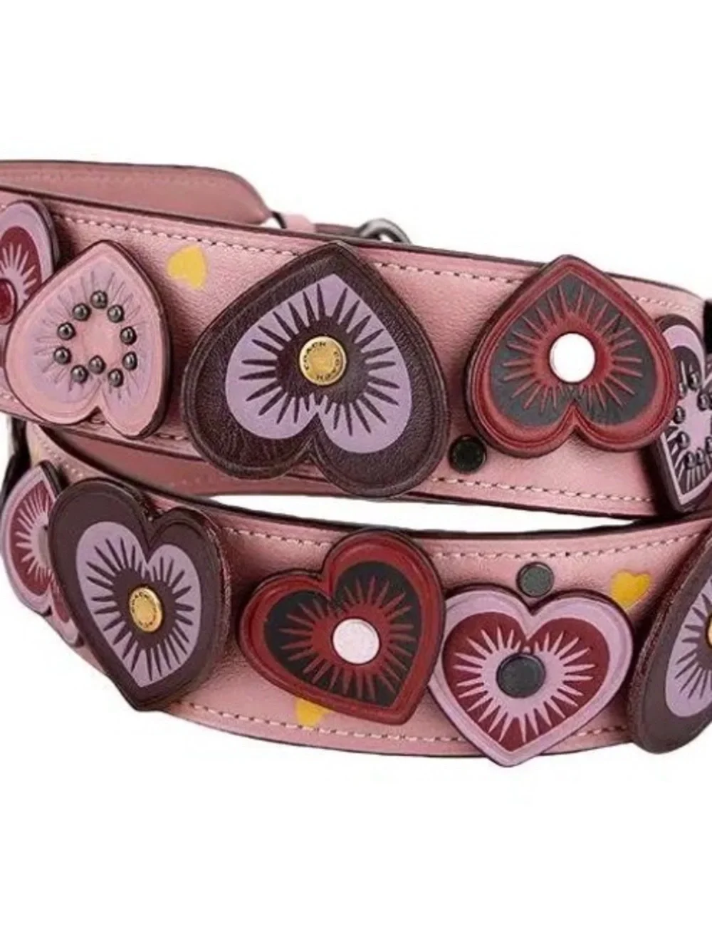 Coach rouge bag,Pink Dusty Rose heart Strap and heart FOB vintage. Rare!